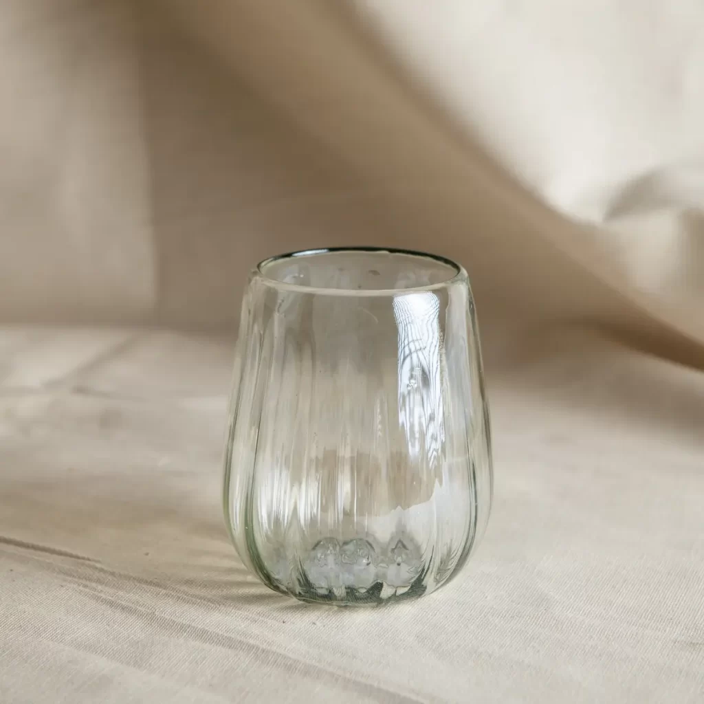 Vaso de vidrio soplado transparente Luna Cristal