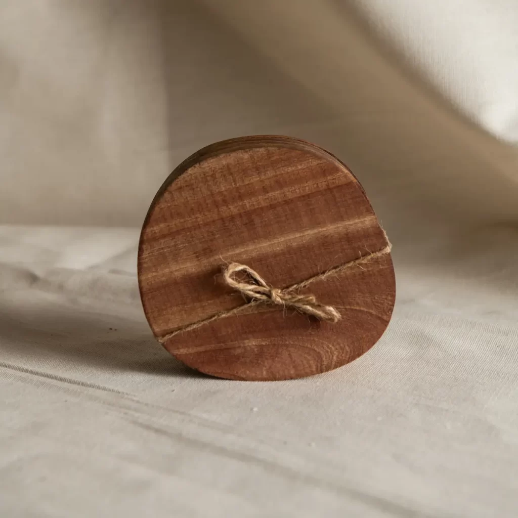 Portavasos de madera rosa morada en Musgo Objetos Cotidianos.